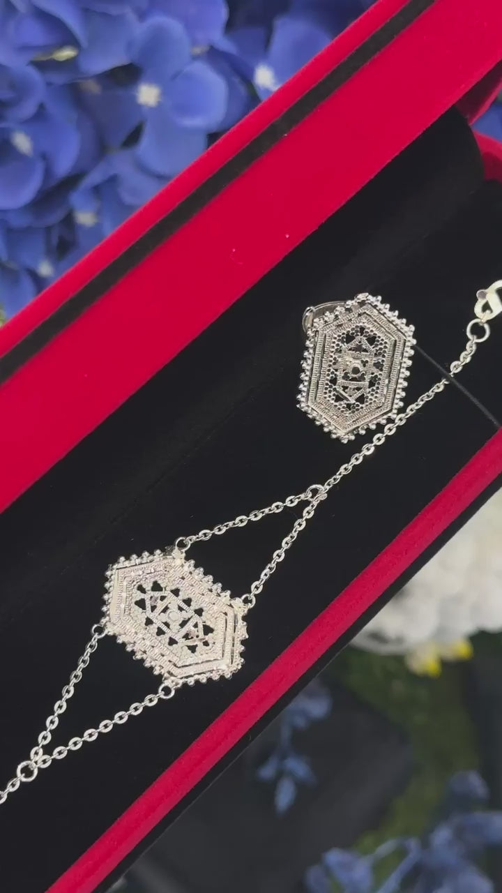 Bracelet with ring set 925 pure silver