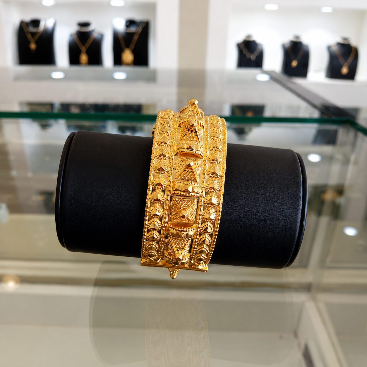 Modern Heritage 925 Sterling Silver 21K Gold-Plated Bangle | Handcrafted Traditional Bracelet