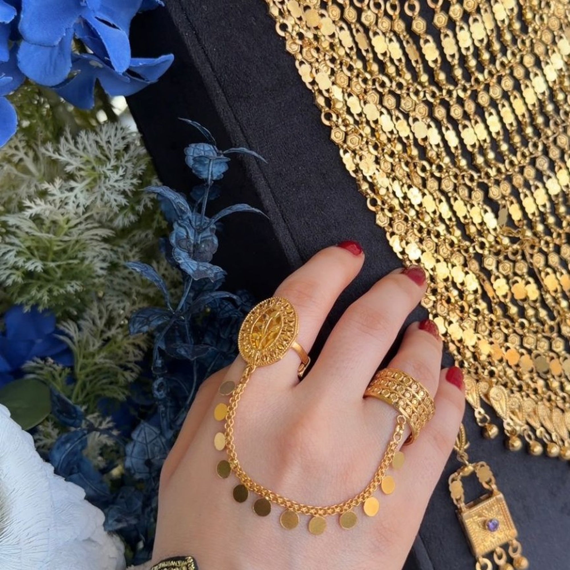 New Hiba 925 Sterling Silver 21K Gold-Plated Ring | Arabic Heritage Design
